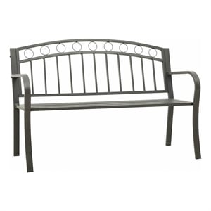 vidaXL Patio Bench 49.2&quot Steel Gray 33.1&quot H x 49.2&quot W x 20.9&quot D