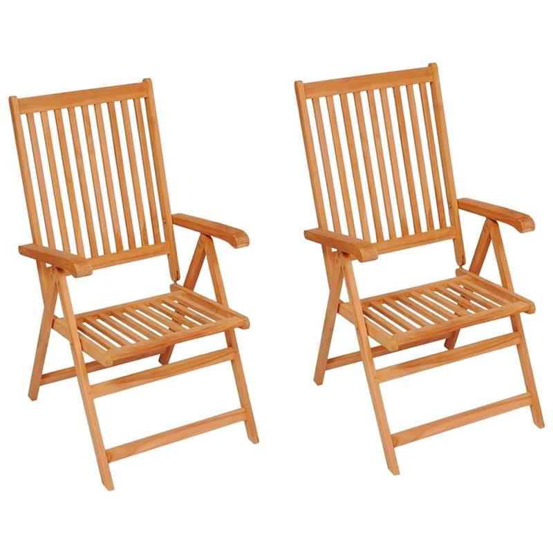 vidaXL Patio Chairs 2 pcs with Black Cushions Solid Teak Wood