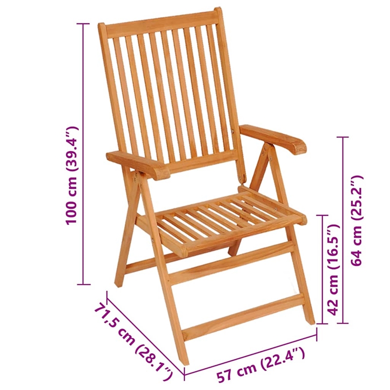 vidaXL Patio Chairs 2 pcs with Black Cushions Solid Teak Wood