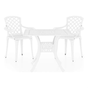 vidaXL 3 Piece Bistro Set Cast Aluminum White