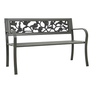 vidaXL Patio Bench 49.2&quot Steel Gray 30.3&quot H x 49.2&quot W x 20.9&quot D