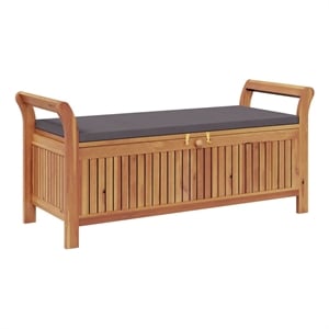 vidaXL Patio Storage Bench with Cushion 49.6&quot Solid Wood Acacia