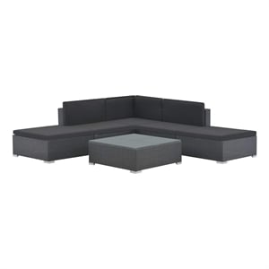 vidaXL 6 Piece Patio Lounge Set with Cushions Poly Rattan Black