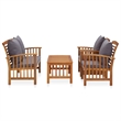 vidaXL 4 Piece Patio Lounge Set with Cushions Solid Acacia Wood