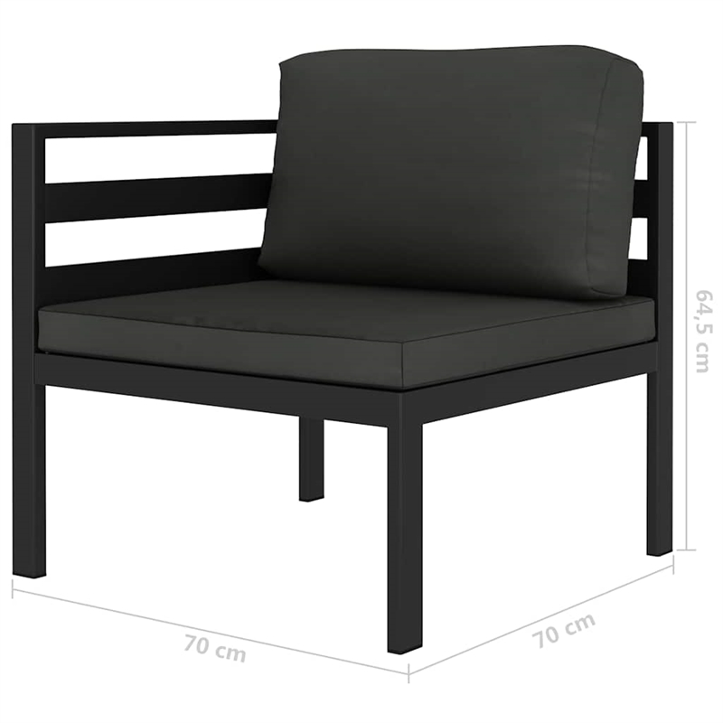 vidaXL 3 Piece Patio Lounge Set with Cushions Aluminum Anthracite