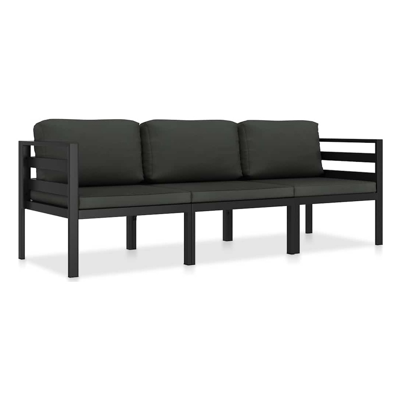 vidaXL 3 Piece Patio Lounge Set with Cushions Aluminum Anthracite