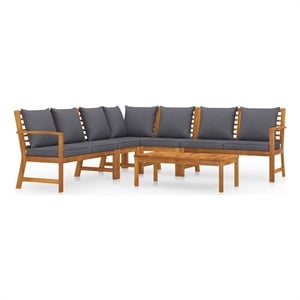 vidaXL 6 Piece Patio Lounge Set with Cushion Solid Acacia Wood