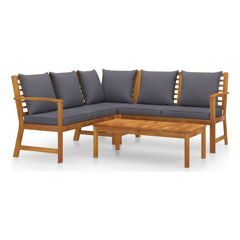 vidaXL 4 Piece Patio Lounge Set with Cushion Solid Acacia Wood