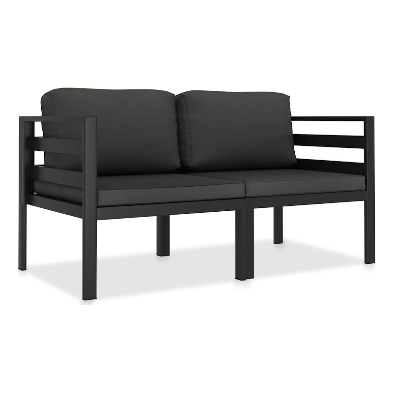 vidaXL 2 Piece Patio Sofa Set with Cushions Aluminum Anthracite