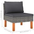 vidaXL 3-Seater Patio Sofa with Cushions Gray Poly Rattan