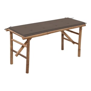 vidaXL Folding Patio Bench with Cushion 46.4&quot Bamboo