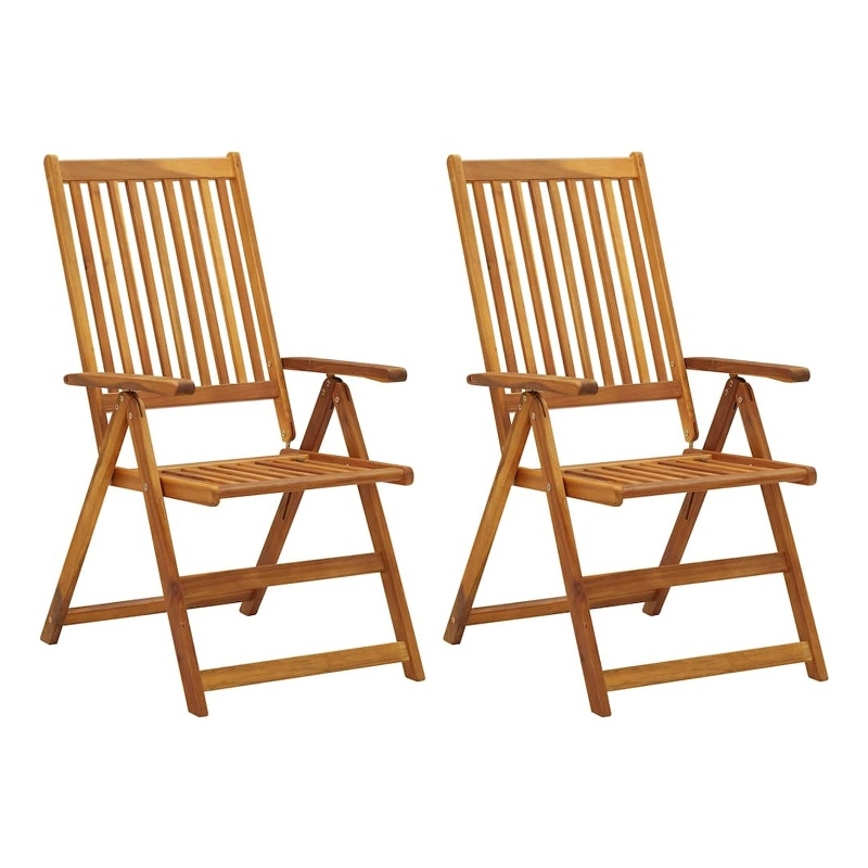 vidaXL Patio Reclining Chairs 2 pcs Solid Acacia Wood