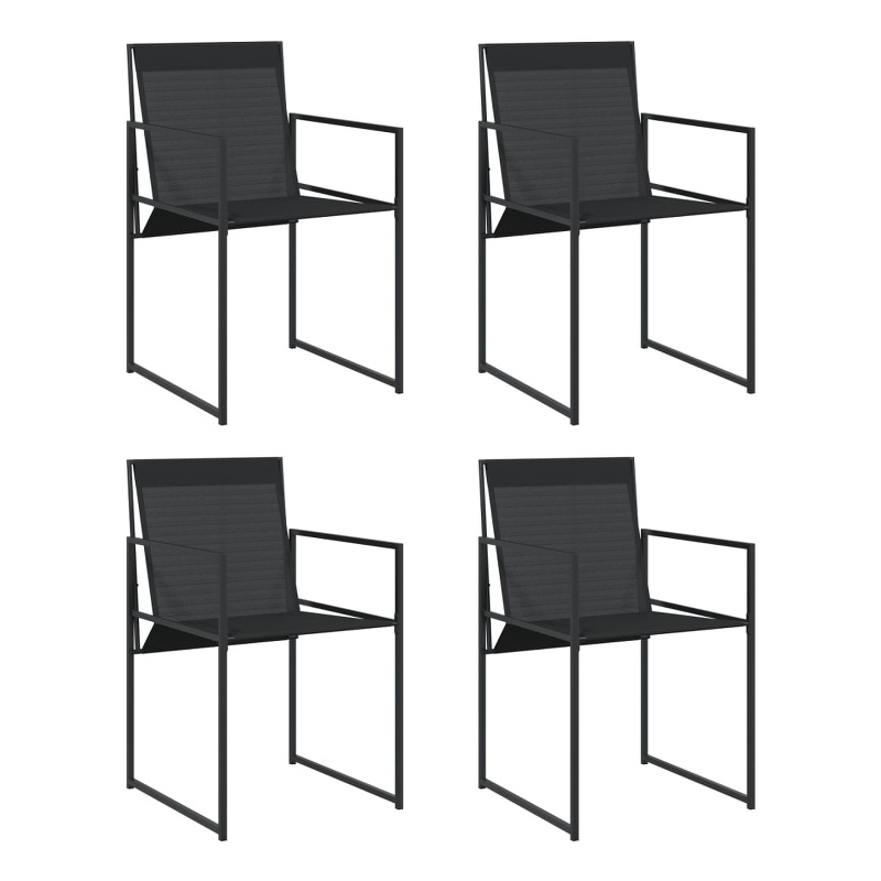 vidaXL Patio Chairs 4 pcs Black Steel and Textilene
