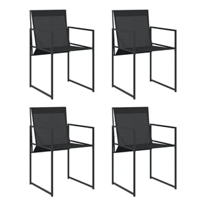 vidaXL Patio Chairs 4 pcs Black Steel and Textilene