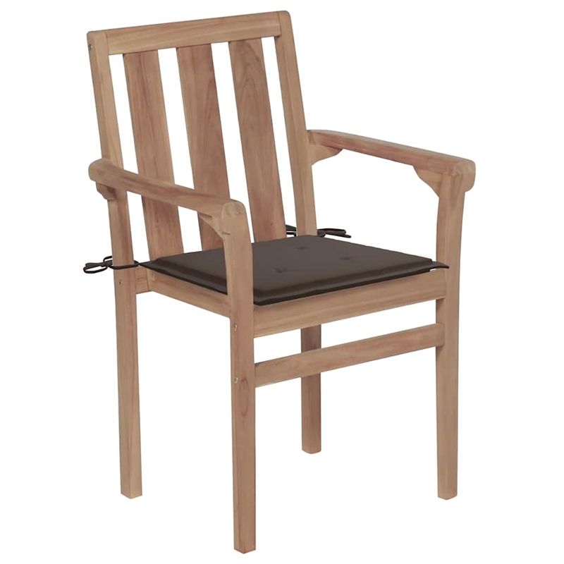 vidaXL Patio Chairs 2 pcs with Taupe Cushions Solid Teak Wood