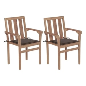 vidaXL Patio Chairs 2 pcs with Taupe Cushions Solid Teak Wood