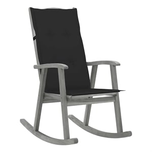 vidaXL Rocking Chair with Cushions Gray Solid Acacia Wood