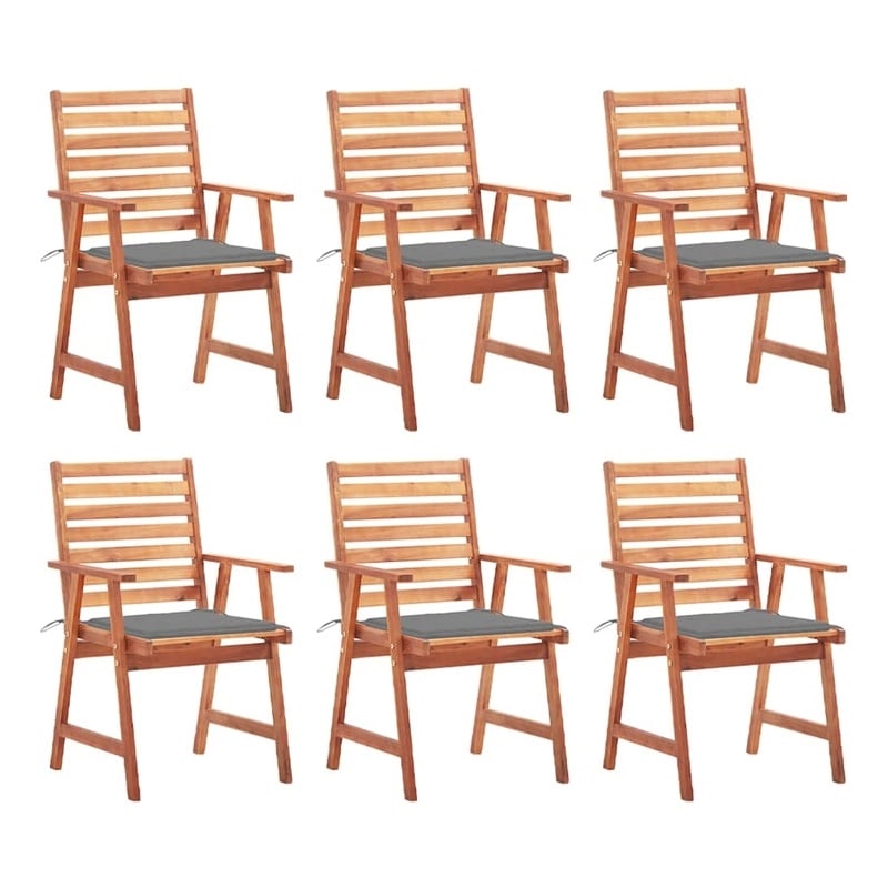 vidaXL Patio Dining Chairs 6 pcs with Cushions Solid Acacia Wood