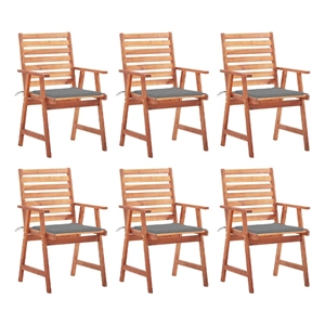 vidaXL Patio Dining Chairs 6 pcs with Cushions Solid Acacia Wood