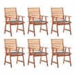 vidaXL Patio Dining Chairs 6 pcs with Cushions Solid Acacia Wood
