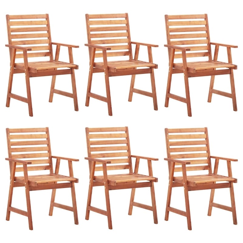 vidaXL Patio Dining Chairs 6 pcs with Cushions Solid Acacia Wood