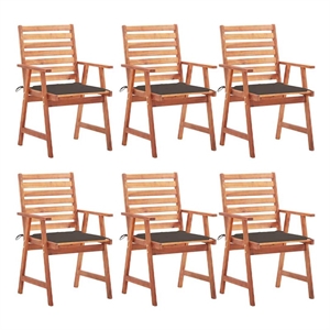 vidaXL Patio Dining Chairs 6 pcs with Cushions Solid Acacia Wood