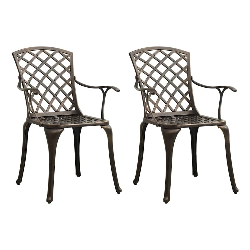 vidaXL Patio Chairs 2 pcs Cast Aluminum Bronze
