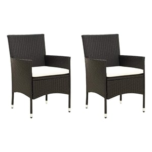 vidaXL Patio Chairs with Cushions 2 pcs Poly Rattan Black