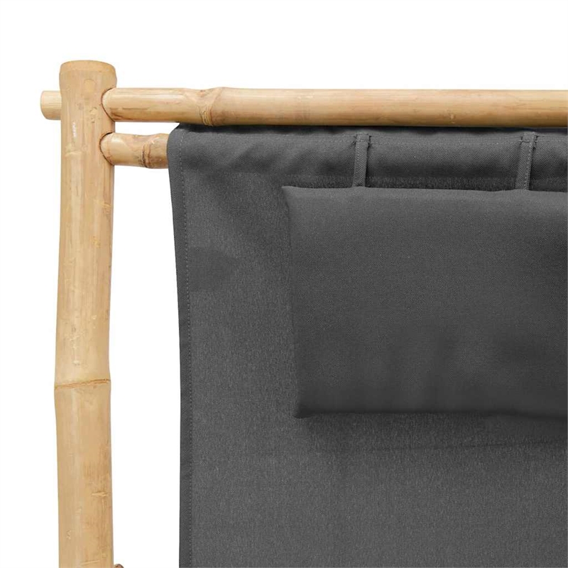 vidaXL Deck Chair Bamboo and Canvas Dark Gray