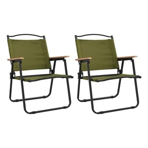 vidaXL Camping Chairs 2 pcs Green 21.3&quotx21.7&quotx30.7&quot Oxford Fabric