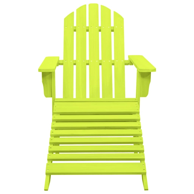 vidaXL Patio Adirondack Chair with Ottoman Solid Fir Wood Green