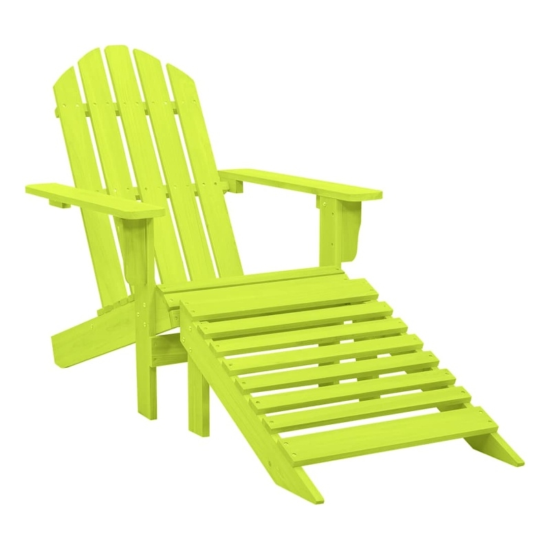 vidaXL Patio Adirondack Chair with Ottoman Solid Fir Wood Green