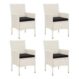vidaXL Patio Chairs with Cushions 4 pcs Poly Rattan White