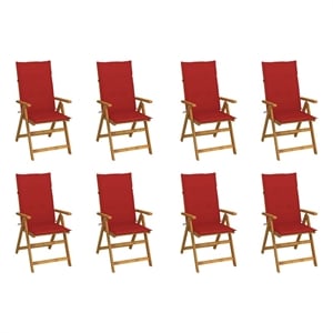 vidaXL Folding Patio Chairs with Cushions 8 pcs Solid Acacia Wood