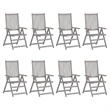 vidaXL Patio Reclining Chairs with Cushions 8 pcs Gray Acacia Wood