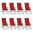 vidaXL Patio Reclining Chairs with Cushions 8 pcs Gray Acacia Wood