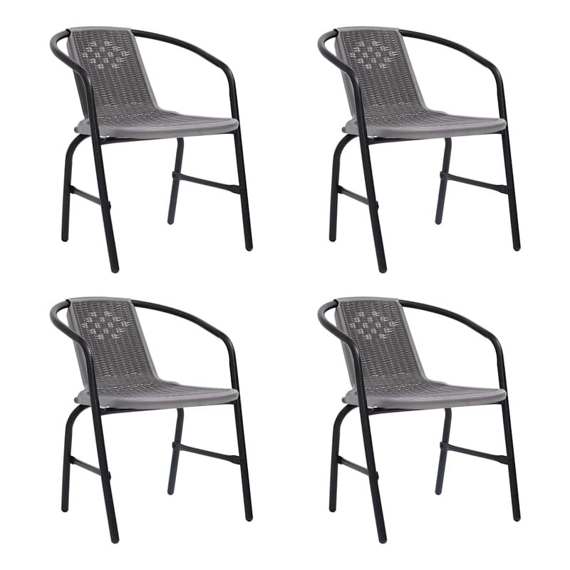 vidaXL Garden Chairs 4 pcs Plastic Rattan and Steel 242.5 lb