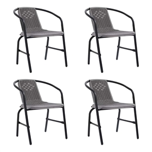 vidaXL Garden Chairs 4 pcs Plastic Rattan and Steel 242.5 lb