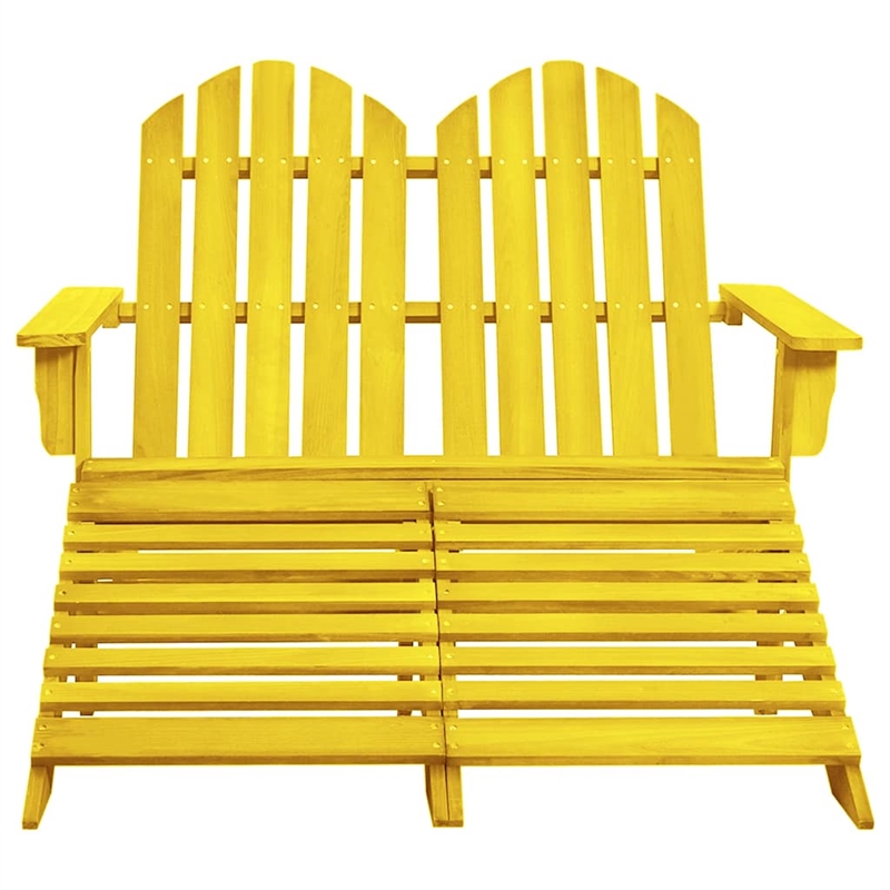 vidaXL 2-Seater Patio Adirondack Chair&Ottoman Fir Wood Yellow