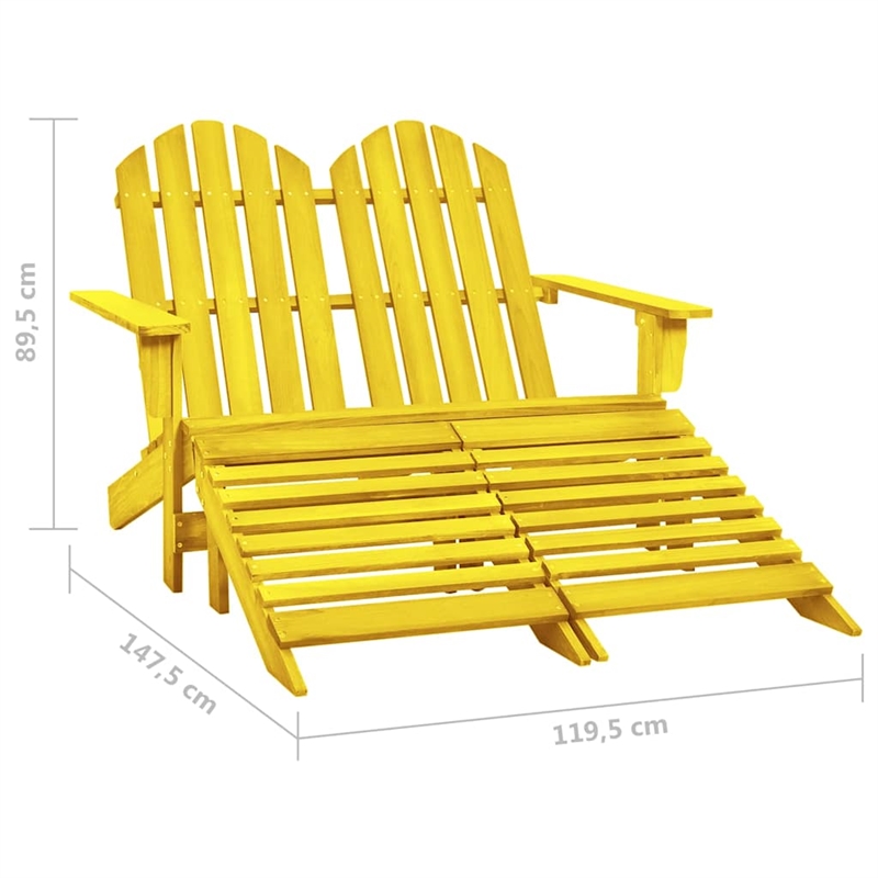 vidaXL 2-Seater Patio Adirondack Chair&Ottoman Fir Wood Yellow