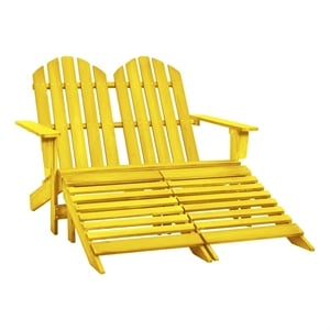 vidaXL 2-Seater Patio Adirondack Chair&Ottoman Fir Wood Yellow