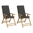 vidaXL Folding Patio Reclining Chairs 2 pcs with Cushions Bamboo