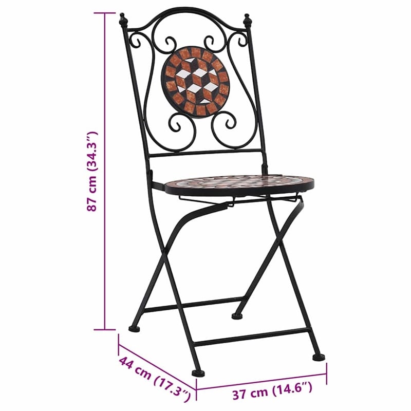vidaXL Mosaic Bistro Chairs 2 pcs Brown Ceramic