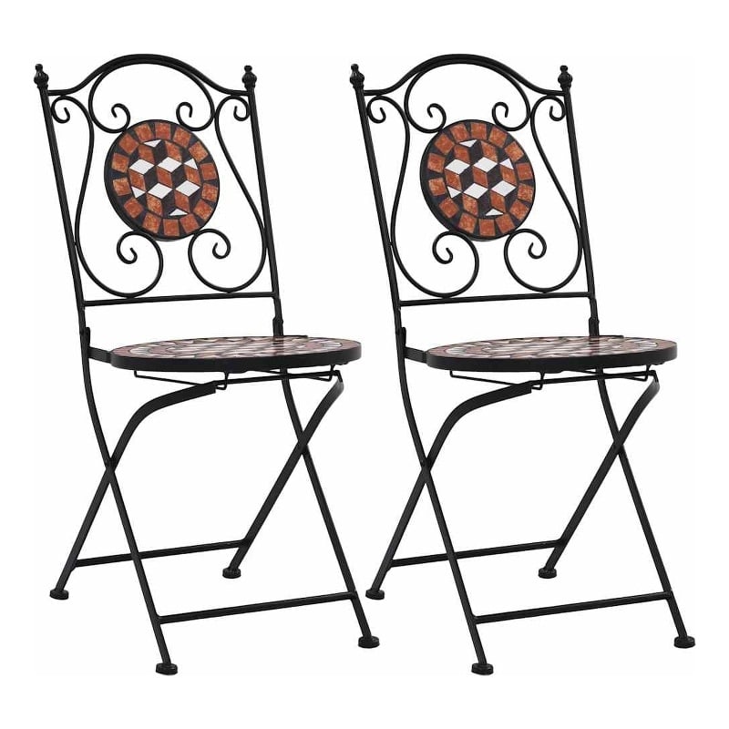 vidaXL Mosaic Bistro Chairs 2 pcs Brown Ceramic