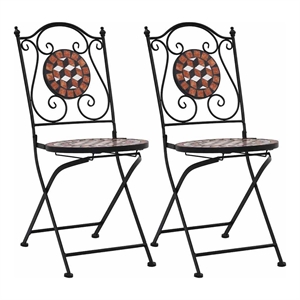 vidaXL Mosaic Bistro Chairs 2 pcs Brown Ceramic