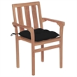vidaXL Patio Chairs 2 pcs with Black Cushions Solid Teak Wood