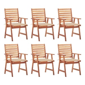 vidaXL Patio Dining Chairs 6 pcs with Cushions Solid Acacia Wood