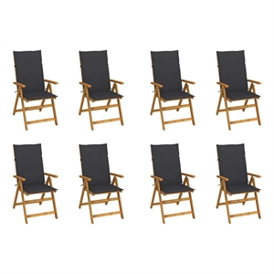 vidaXL Folding Patio Chairs with Cushions 8 pcs Solid Acacia Wood