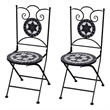 vidaXL Folding Bistro Chairs 2 pcs Ceramic Black and White