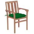 vidaXL Patio Chairs 2 pcs with Green Cushions Solid Teak Wood